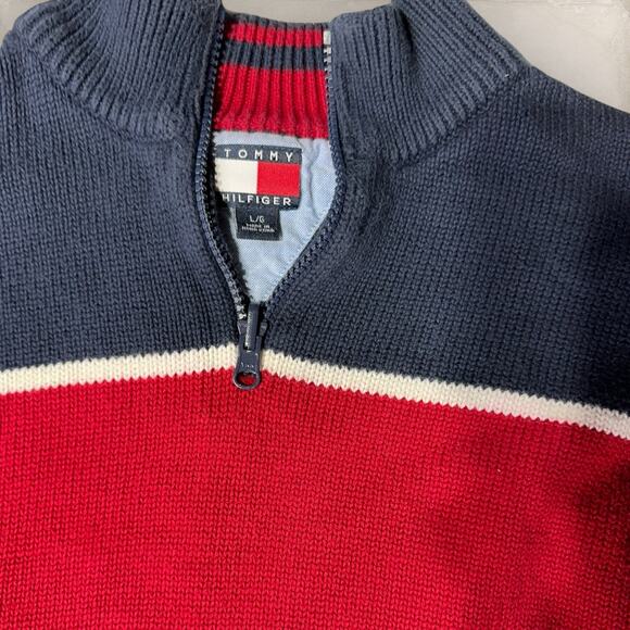 Vintage Tommy Hilfiger color block pullover sweater 1/2 zip large - Picture 2 of 4